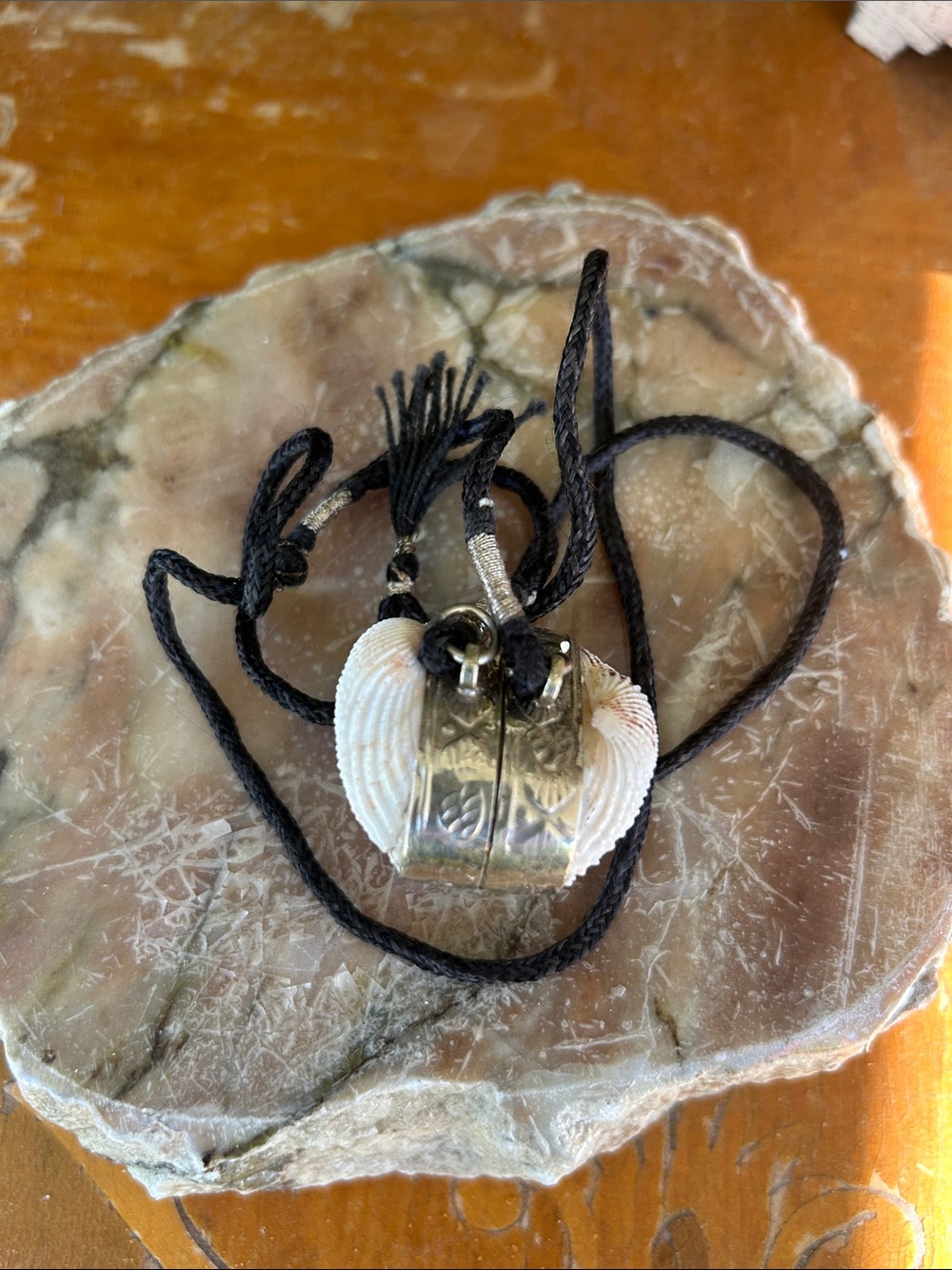 Vintage Berber Tribal Amulet Shell Pendant Necklace